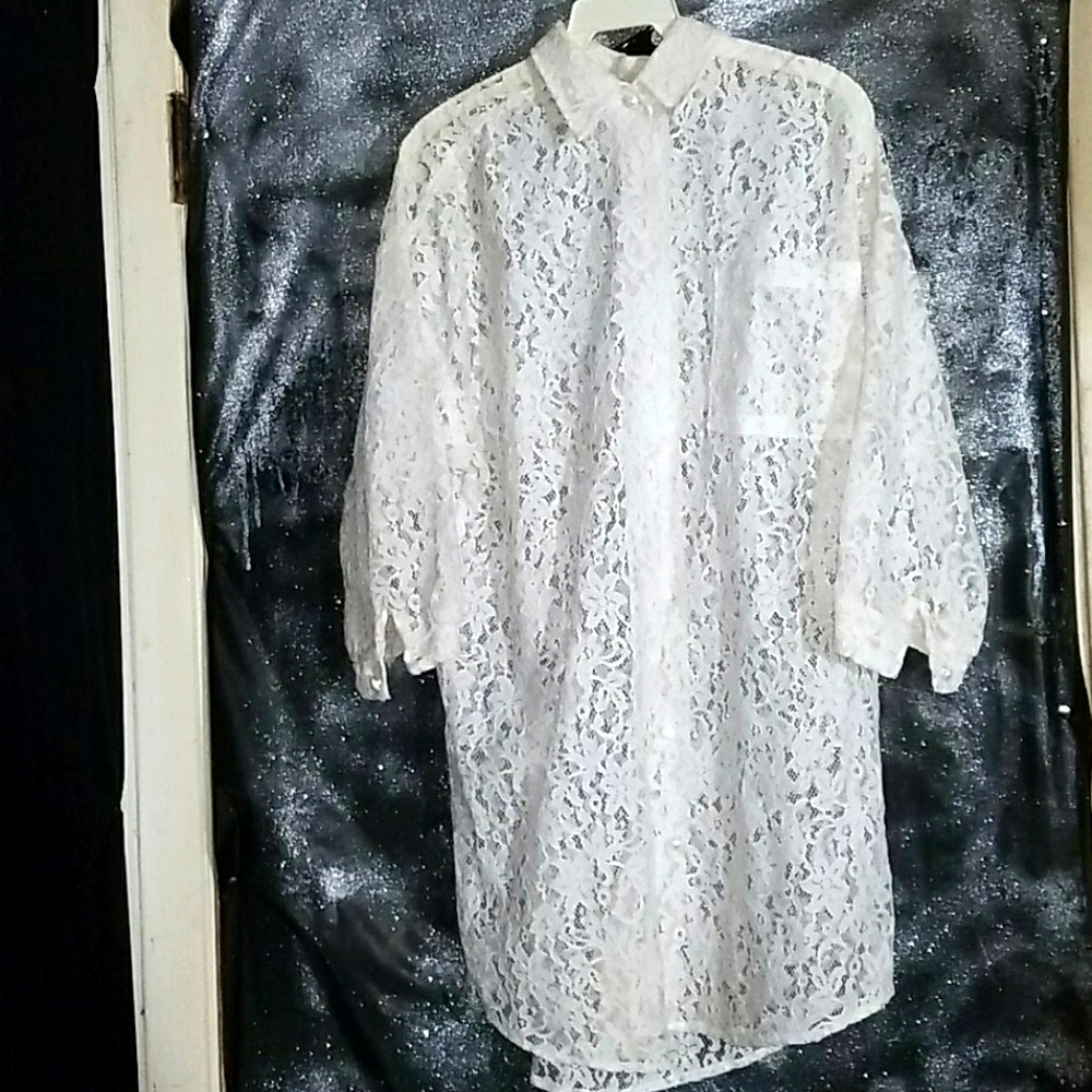 Buttoned Down Laced White Blouse